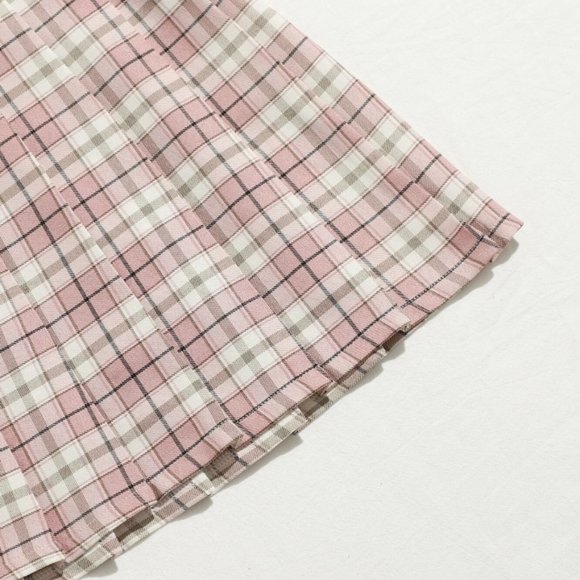 SHEIN Tartan Pleated Skirt Pink - Picture 6 of 7